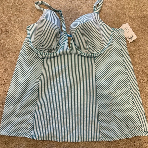 Swim by Cacique Lane Bryant Striped Seersucker Tankini set size 40DD/16 - Picture 3 of 5